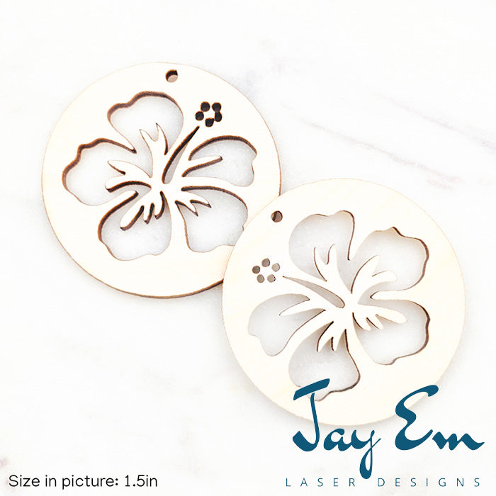 Hibiscus Flower Circle Wood Blank