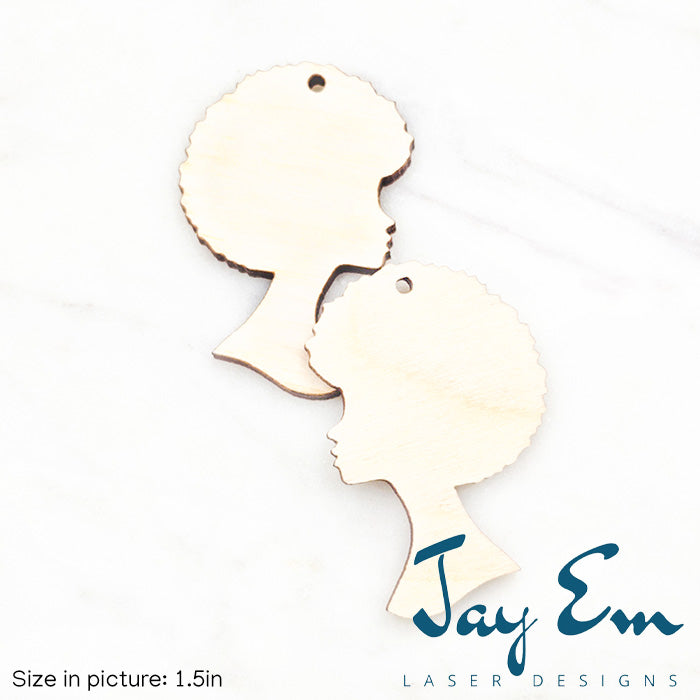 Side Afro Woman Wood Blank