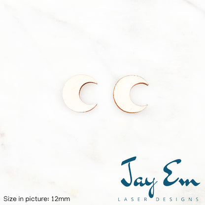 Crescent Moon Studs (No Hole) Wood Blank