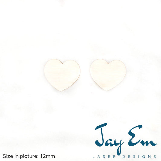 Heart Studs (No Hole) Wood Blank