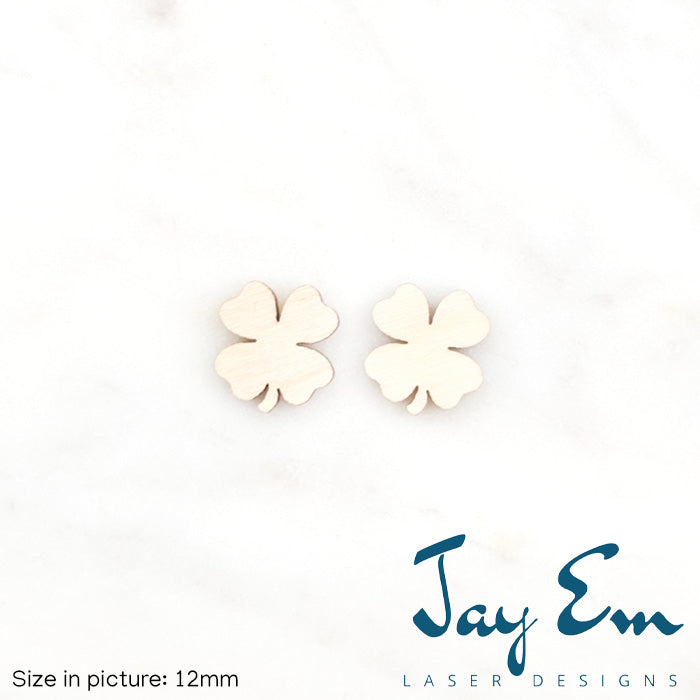 Four Leaf Clover Shamrock Studs (No Hole) Wood Blank