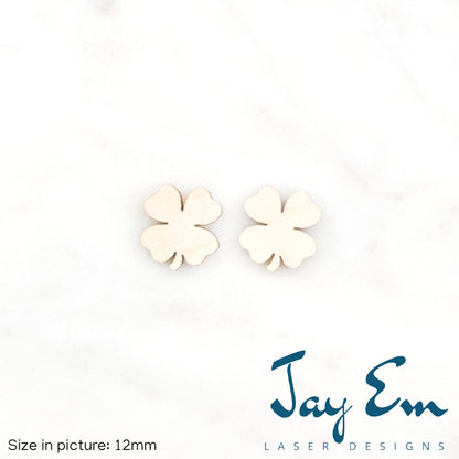 Four Leaf Clover Shamrock Studs (No Hole) Wood Blank