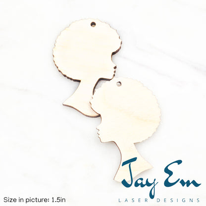 Side Afro Woman Wood Blank