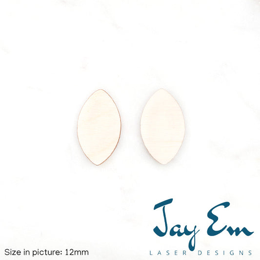 Pointed Oval Studs (No Hole) Wood Blank