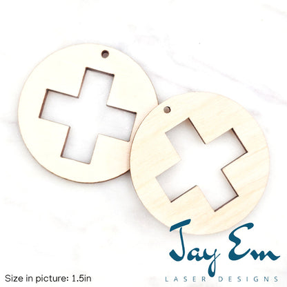 Medical Cross Circle Wood Blank