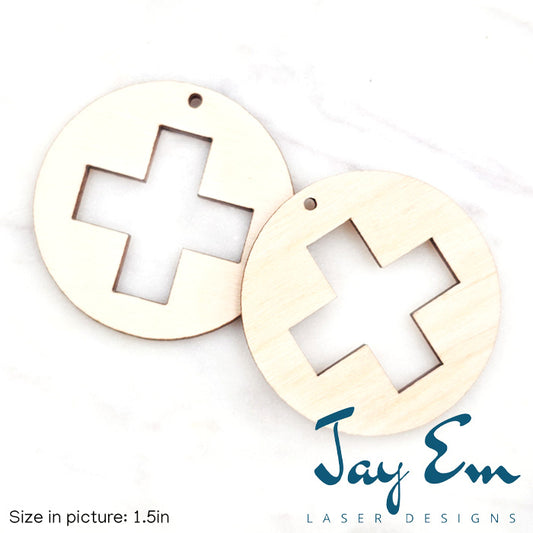 Medical Cross Circle Wood Blank