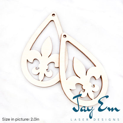 Fleur De Lis Teardrop Wood Blank